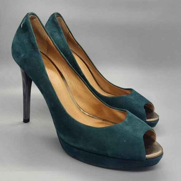 Coach Selma Suede Peep Toe Pumps - Picture 5 of 14